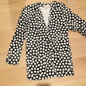 Vintage Julie Francis Black and White Polka Dot Silk Blazer Sz 8 / Medium